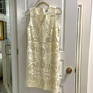 NWT J. McLaughlin crème eyelet dress size M